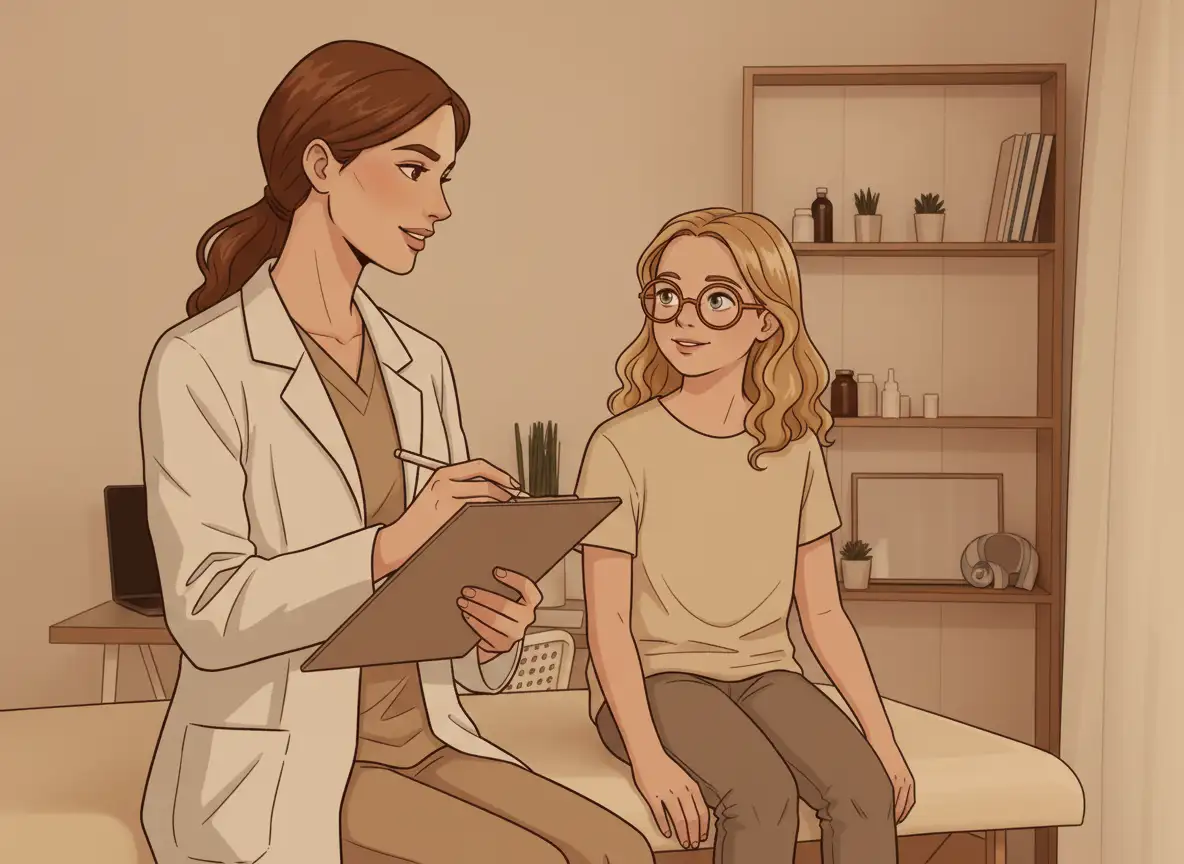 image of a child getting fitted for glasses